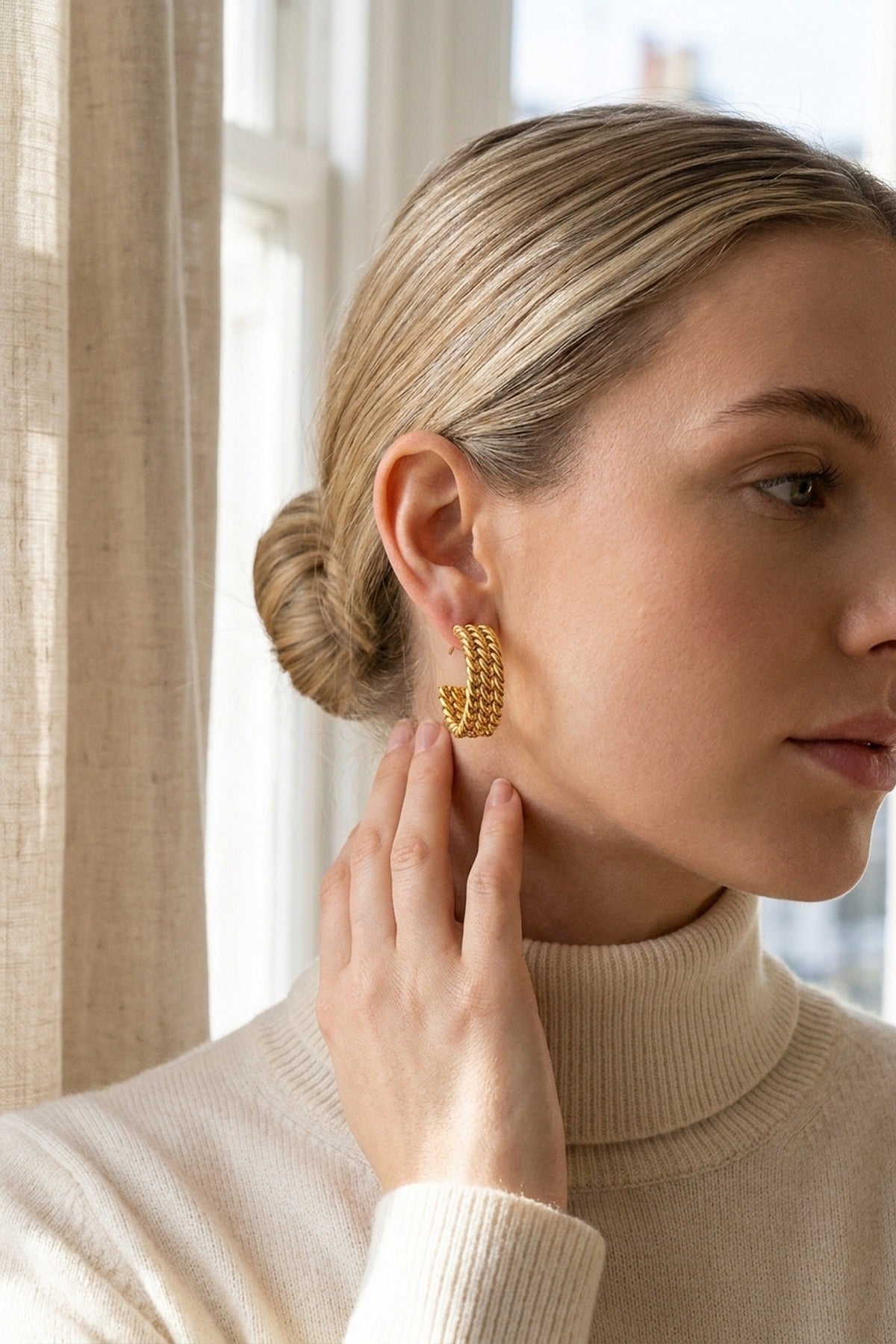 gold Rosemary Gold Tone Triple Row Twisted