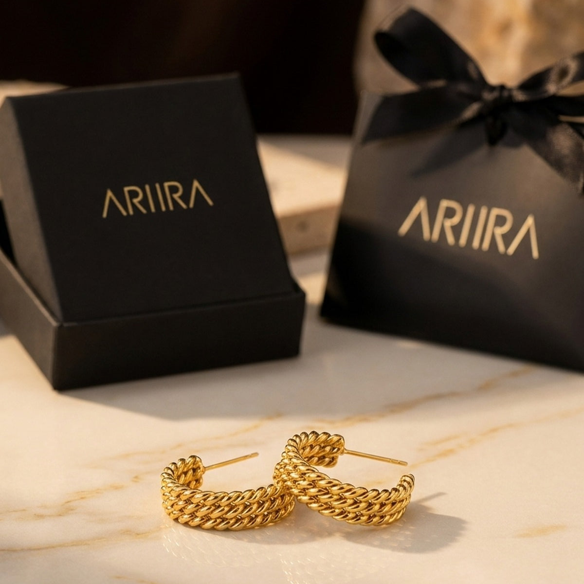 gold Rosemary Gold Tone Triple Row Twisted