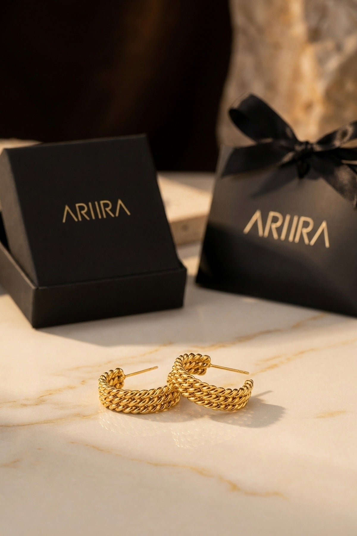 gold Rosemary Gold Tone Triple Row Twisted