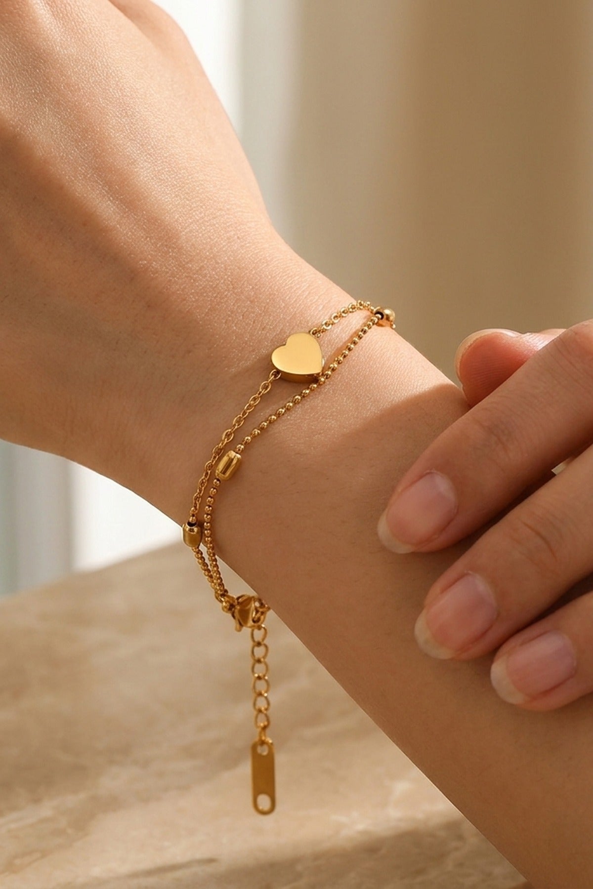 gold Susanna Gold Tone Double Layer Heart