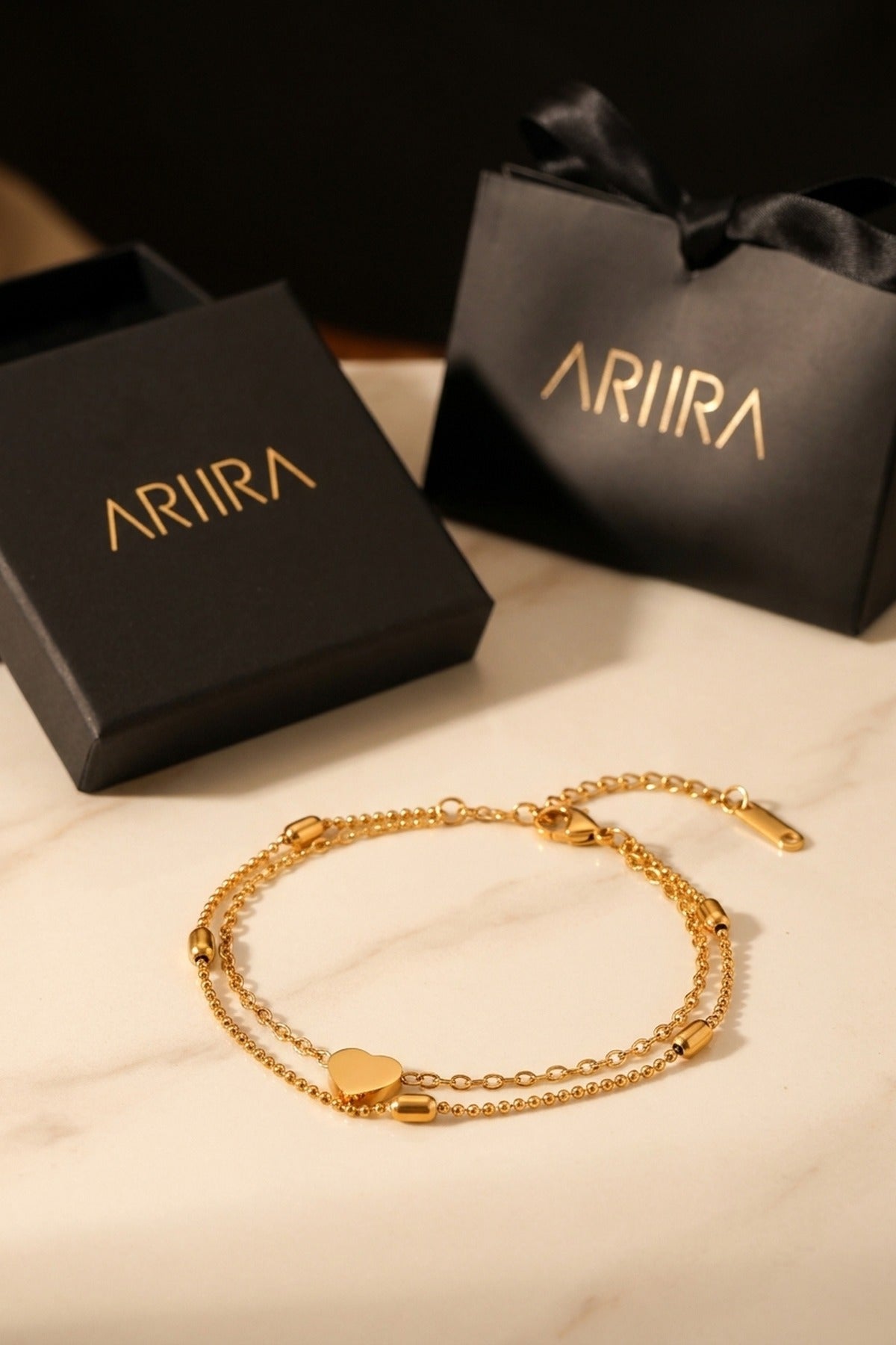 gold Susanna Gold Tone Double Layer Heart