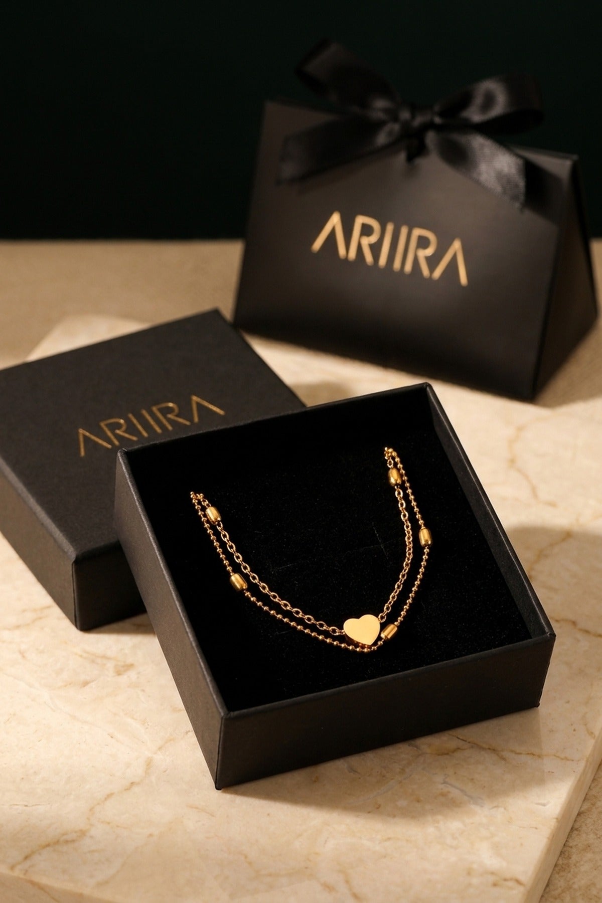 gold Susanna Gold Tone Double Layer Heart