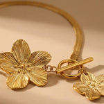Gold Theodora Floral Charm Toggle Clasp Snake