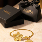 Gold Theodora Floral Charm Toggle Clasp Snake