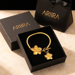 Gold Theodora Floral Charm Toggle Clasp Snake