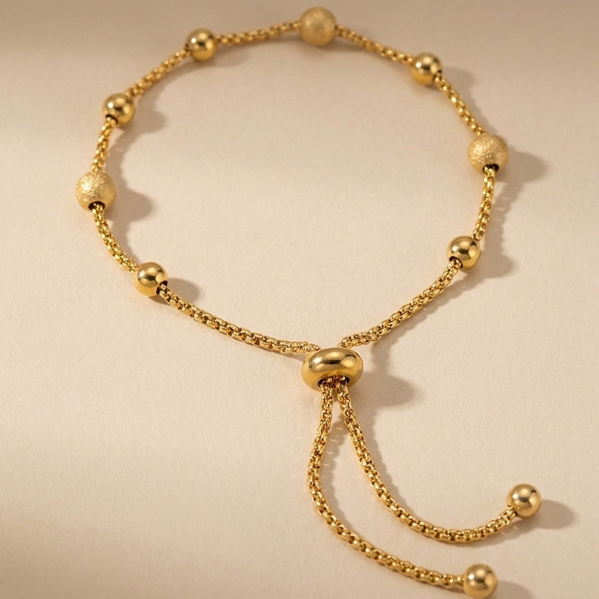 gold Virginia Gold Tone Adjustable Beaded Bolo