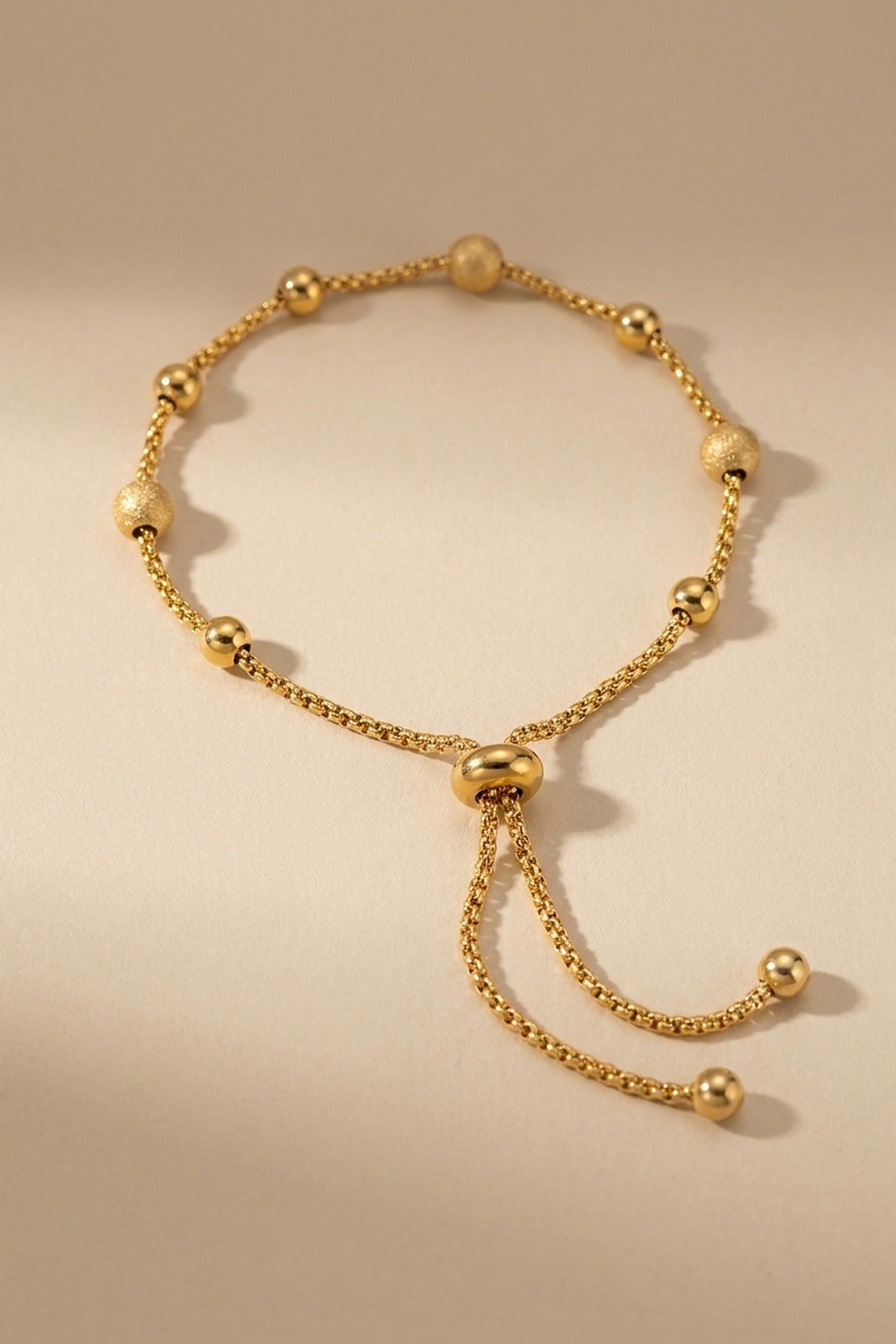 gold Virginia Gold Tone Adjustable Beaded Bolo