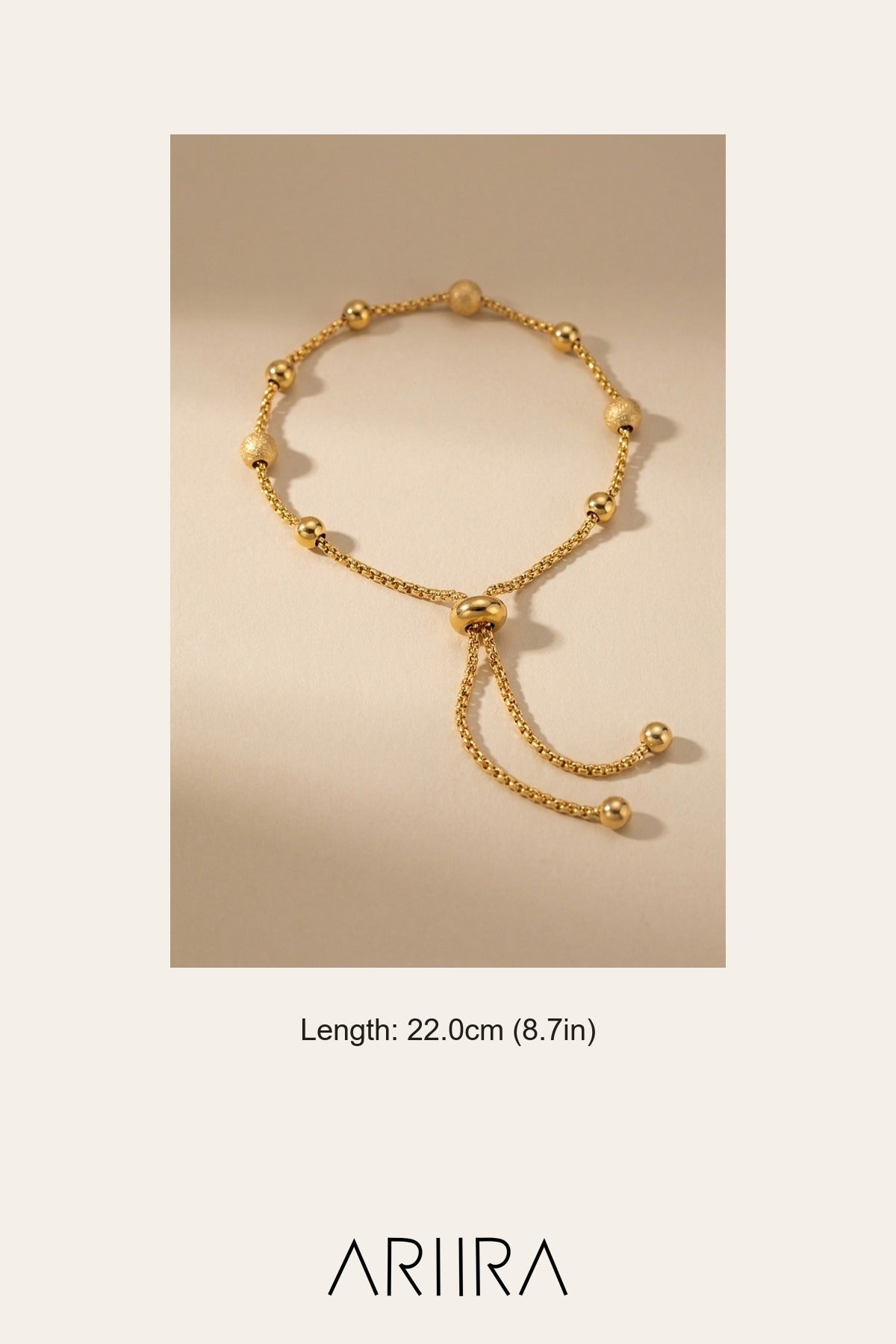 gold Virginia Gold Tone Adjustable Beaded Bolo