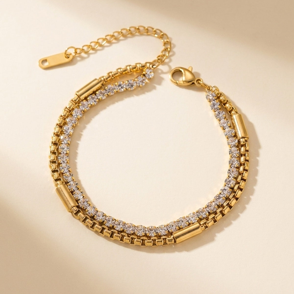 gold Winifred Gold Tone Layered Box Chain
