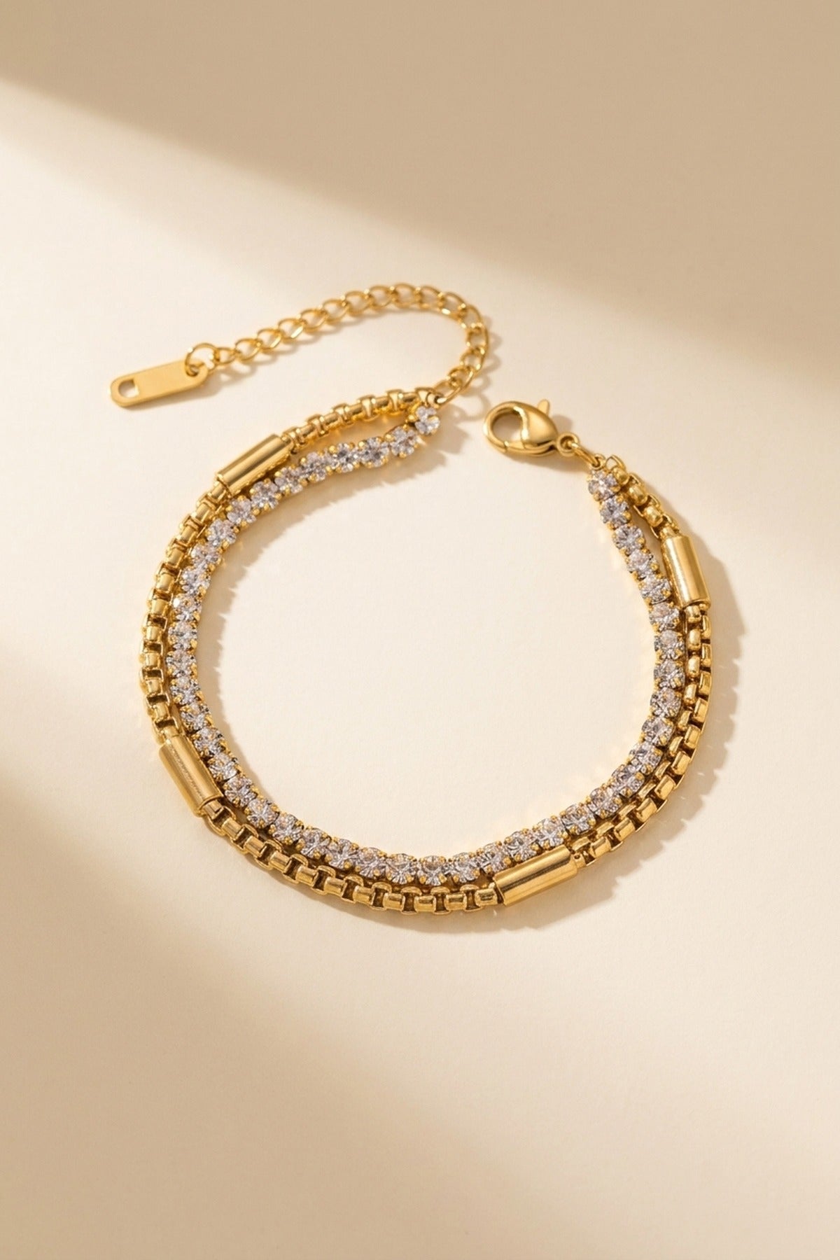 gold Winifred Gold Tone Layered Box Chain