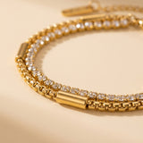 gold Winifred Gold Tone Layered Box Chain