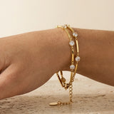 gold Winifred Gold Tone Layered Box Chain