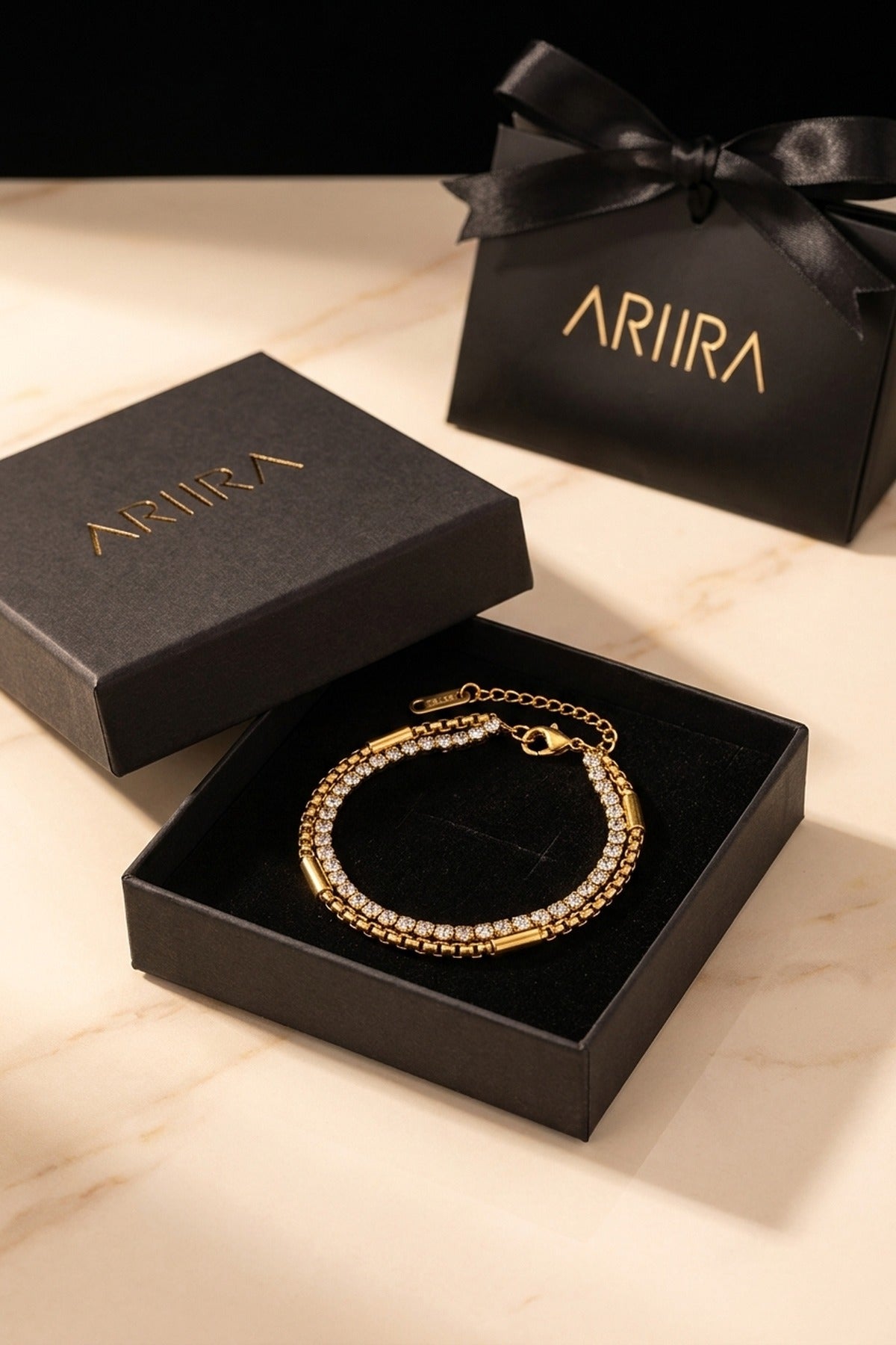 gold Winifred Gold Tone Layered Box Chain