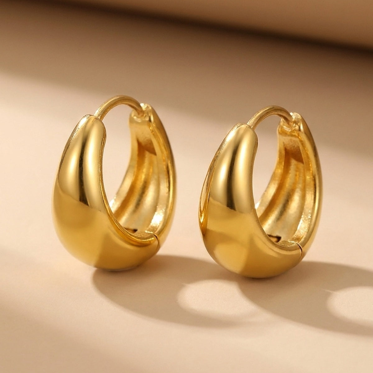 Gold Yvonne Gold Tone Teardrop Huggie Hoop