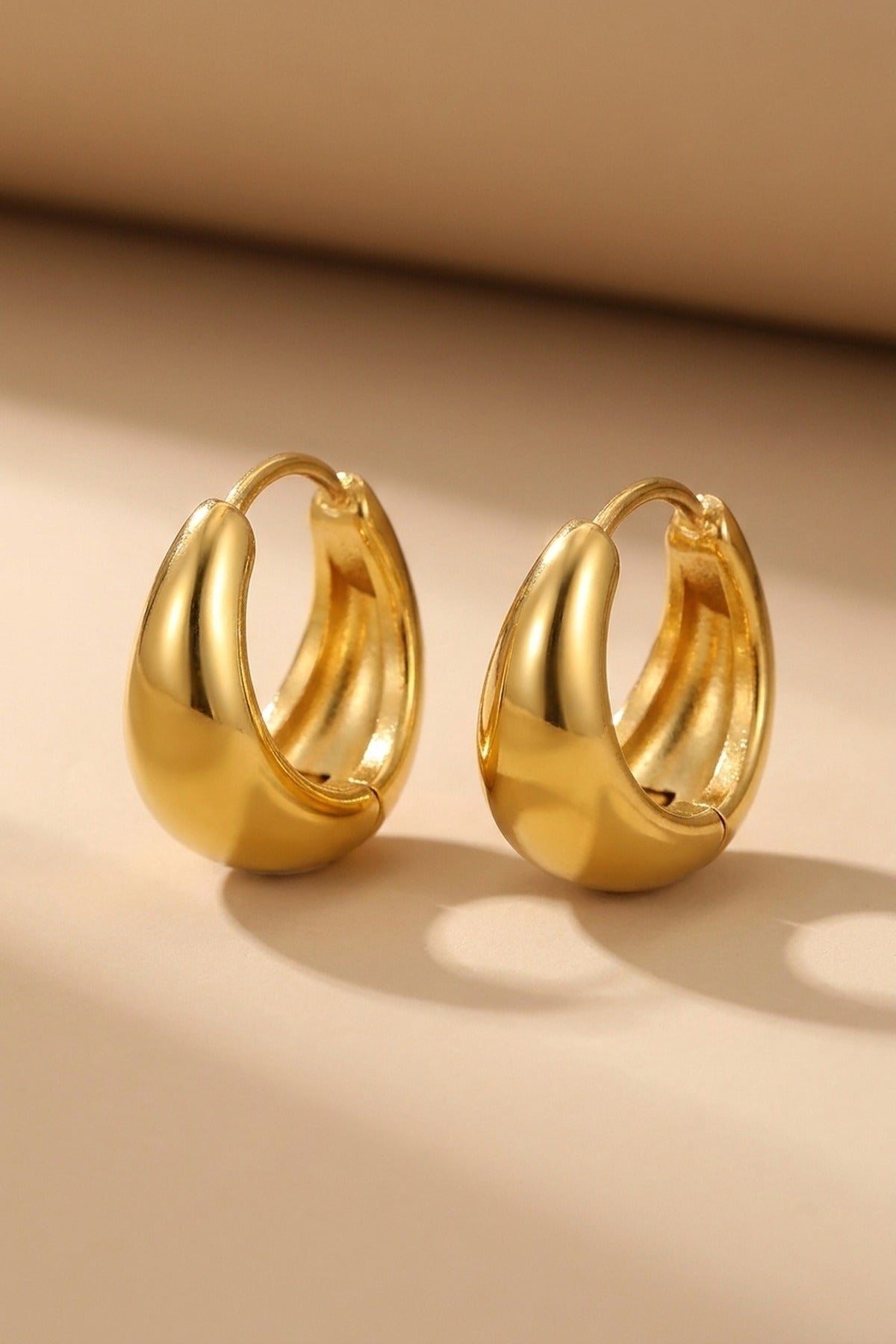 Gold Yvonne Gold Tone Teardrop Huggie Hoop