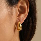 Gold Yvonne Gold Tone Teardrop Huggie Hoop