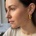 Gold Yvonne Gold Tone Teardrop Huggie Hoop