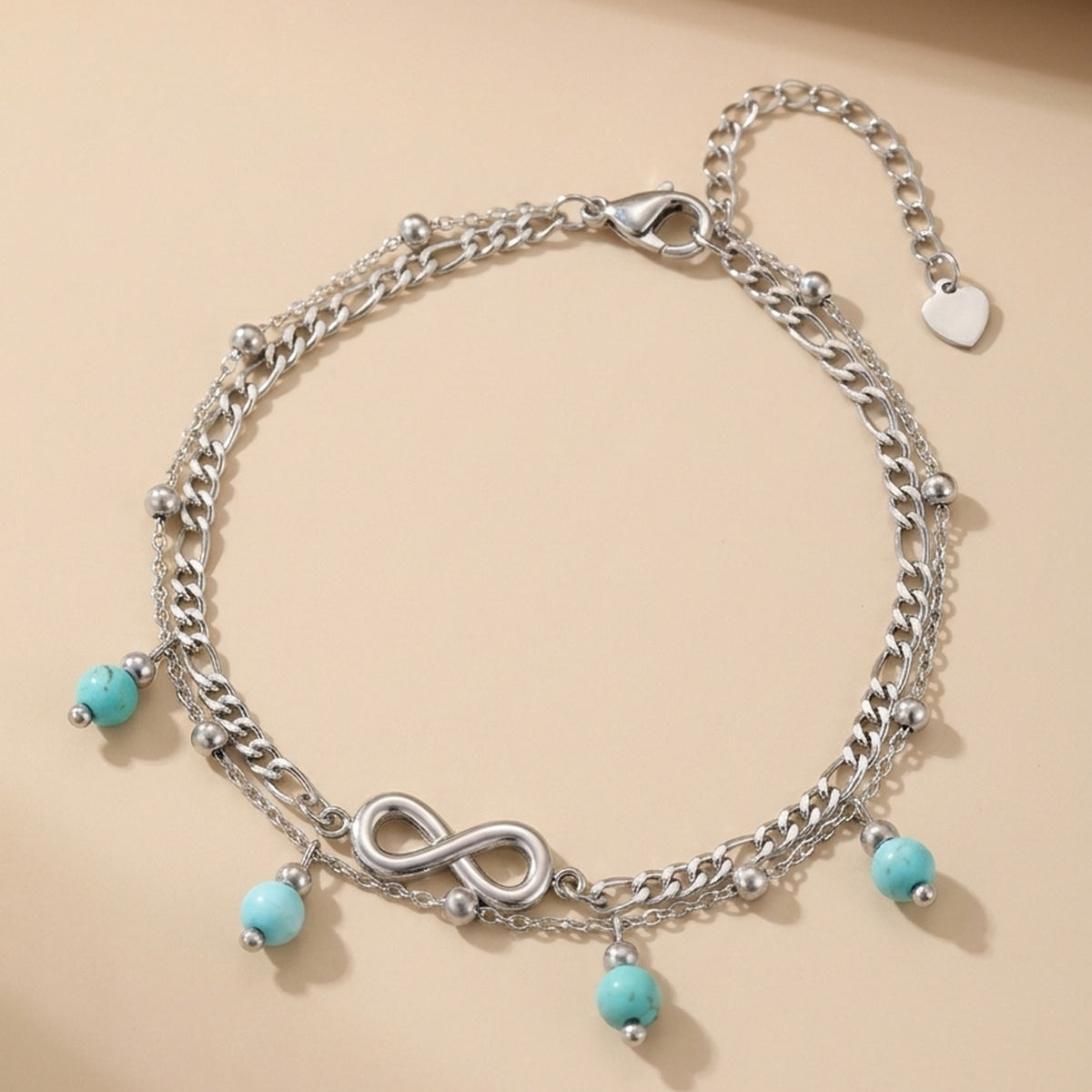 Silver-Tone Dilara Layered Infinity Symbol Anklet