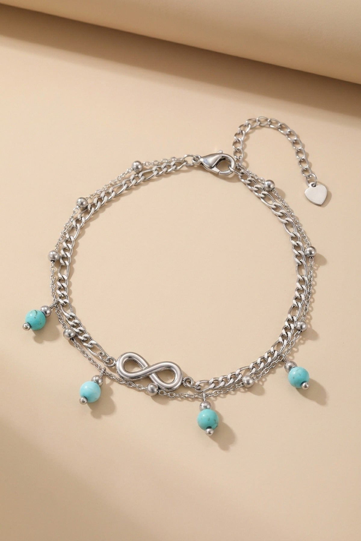 Silver-Tone Dilara Layered Infinity Symbol Anklet