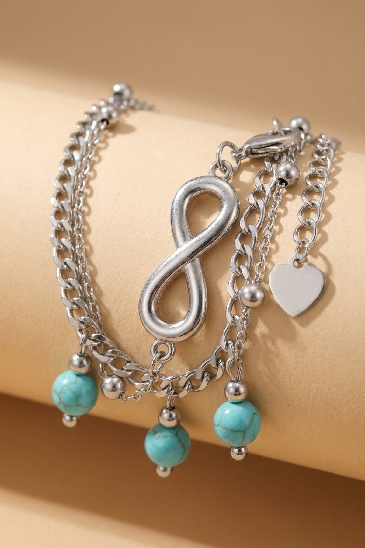 Silver-Tone Dilara Layered Infinity Symbol Anklet