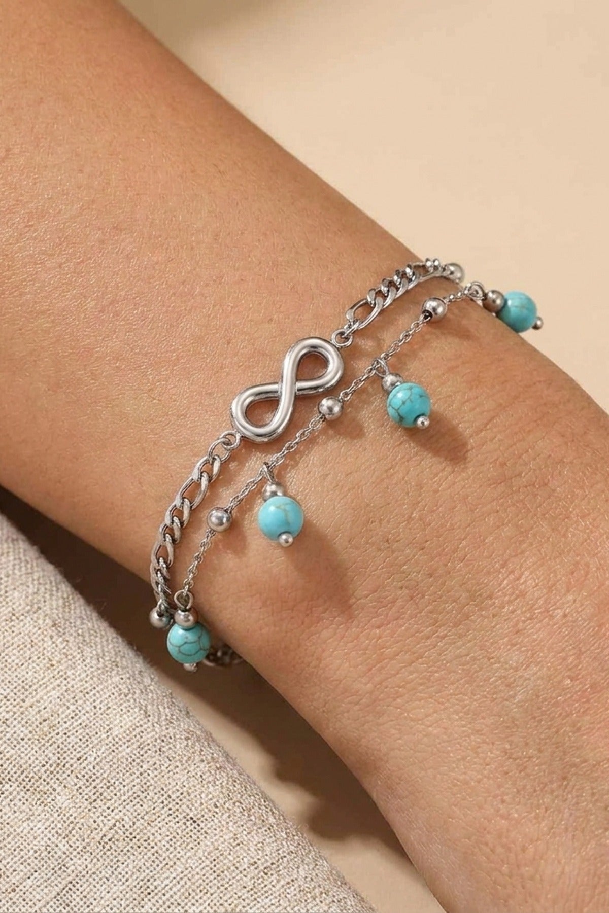 Silver-Tone Dilara Layered Infinity Symbol Anklet