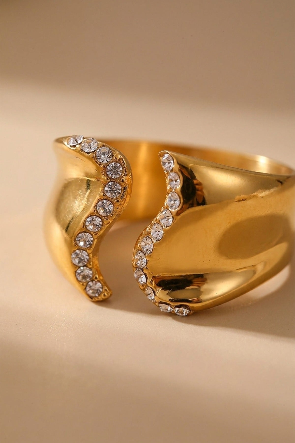 Gold-Tone Fenella Wavy Band Crystal Embellished Ring