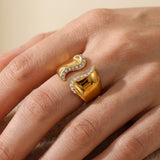 Gold-Tone Fenella Wavy Band Crystal Embellished Ring