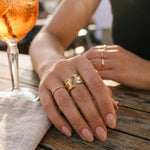 Gold-Tone Fenella Wavy Band Crystal Embellished Ring