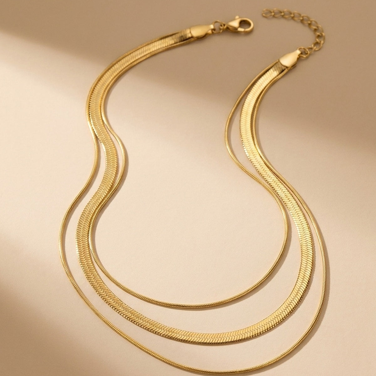 Gold Cherry Triple Layered Flat Snake Chain