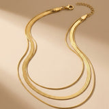 Gold Cherry Triple Layered Flat Snake Chain