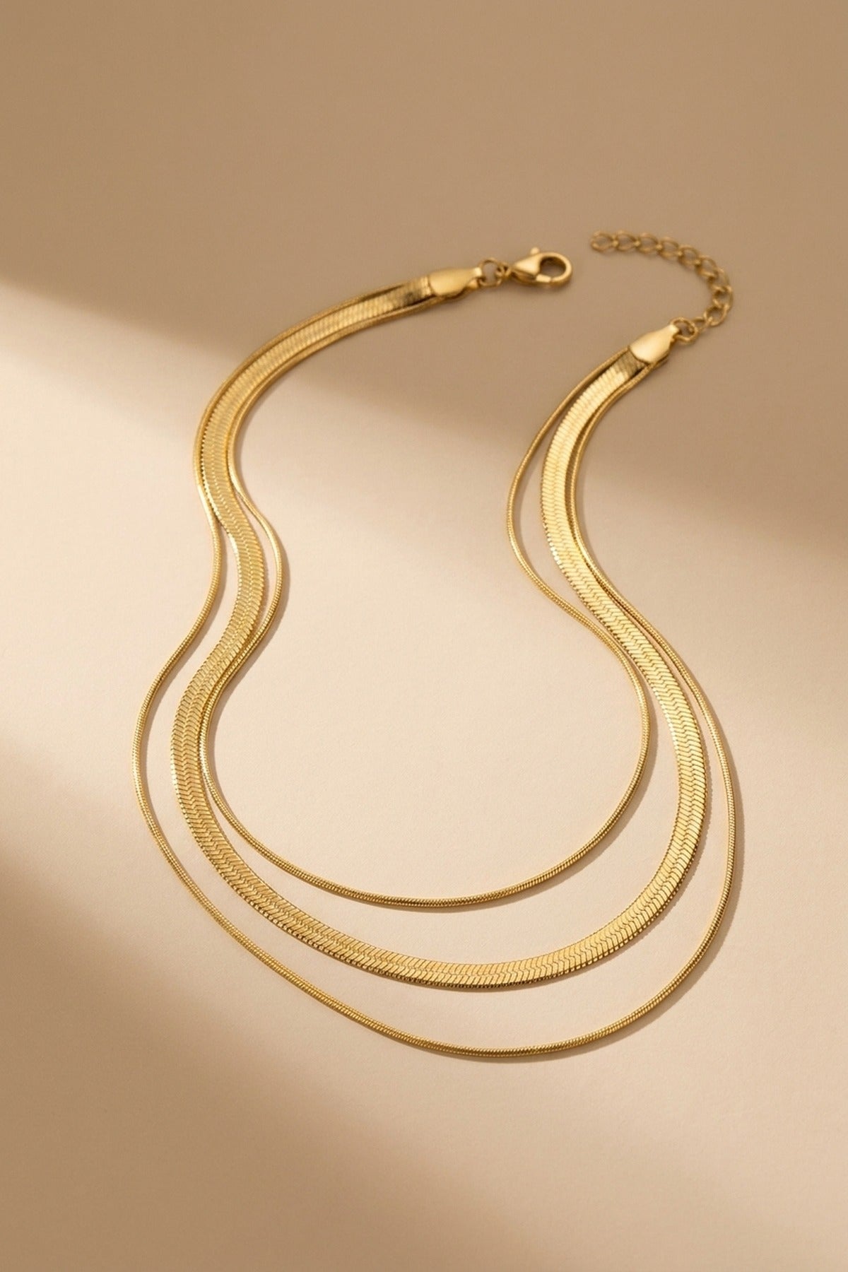 Gold Cherry Triple Layered Flat Snake Chain