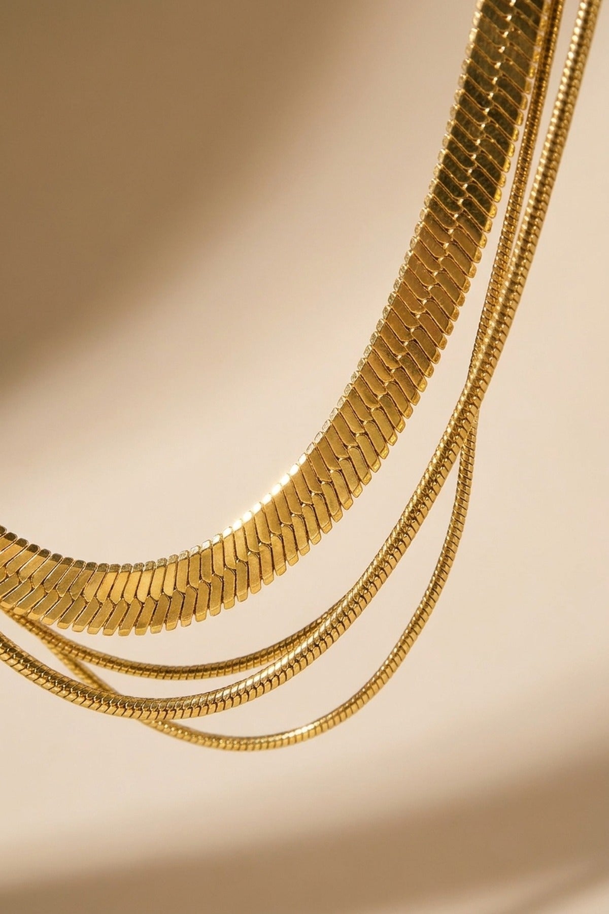 Gold Cherry Triple Layered Flat Snake Chain