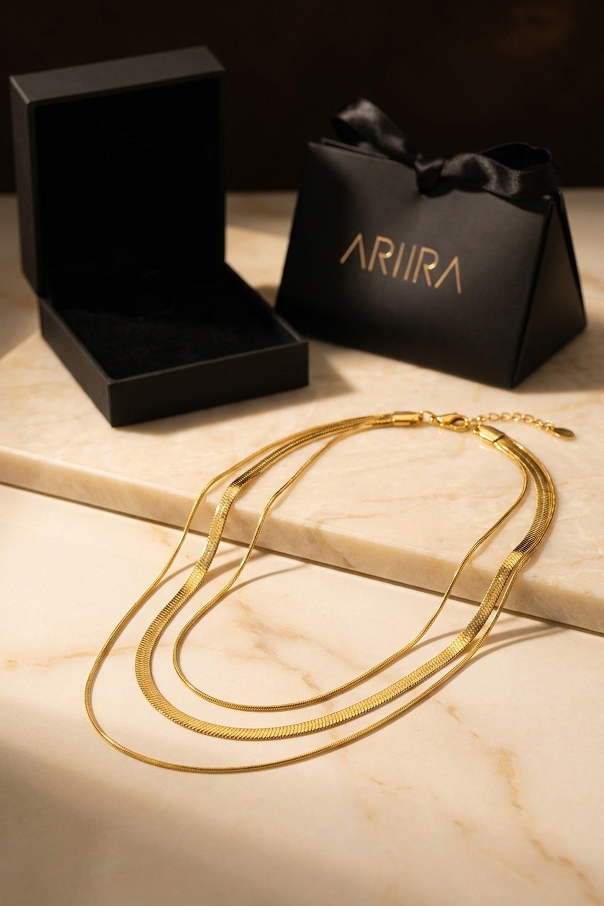Gold Cherry Triple Layered Flat Snake Chain