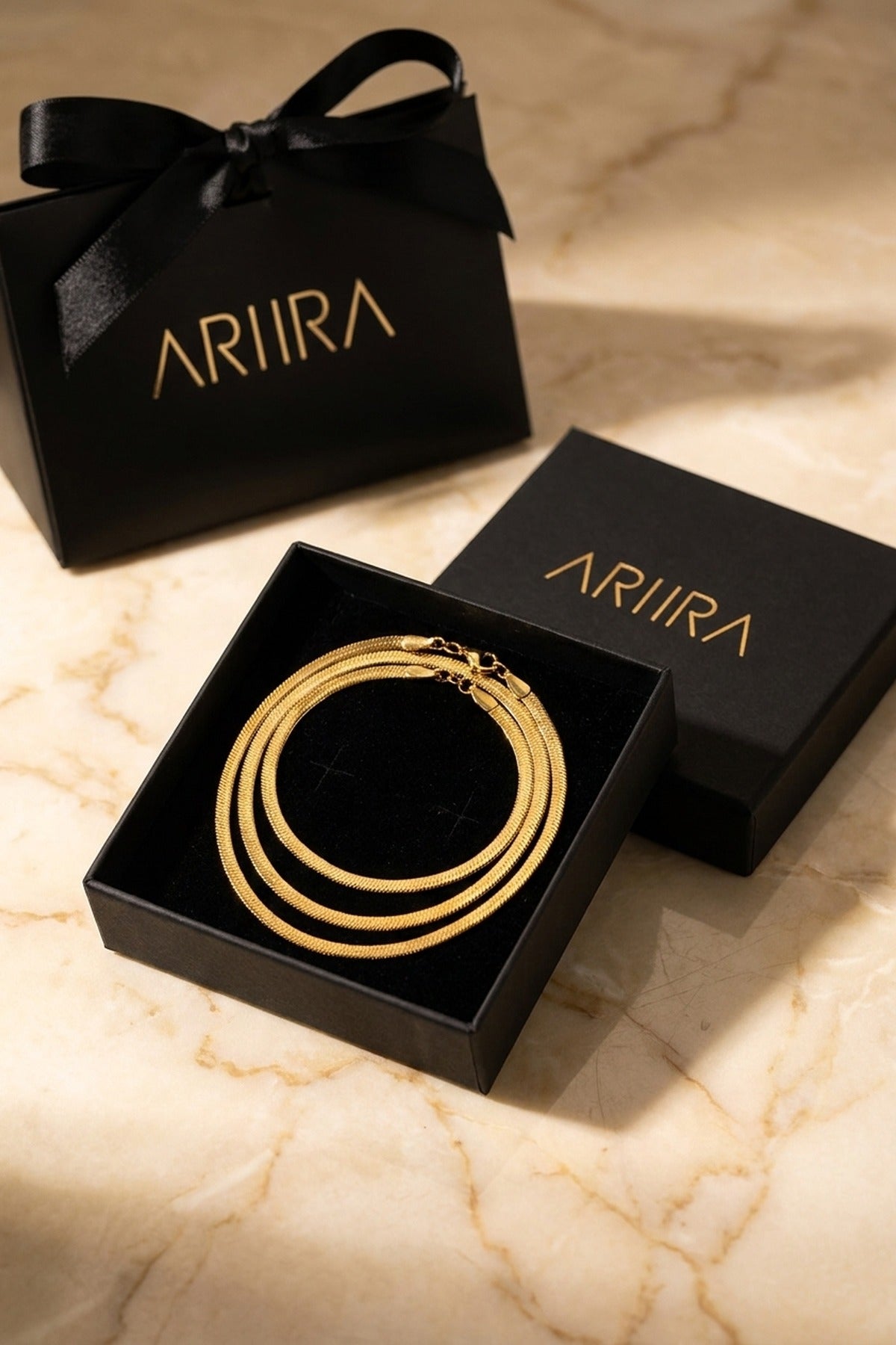 Gold Cherry Triple Layered Flat Snake Chain