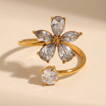 Gold Finlay Gold Tone Crystal Flower Open