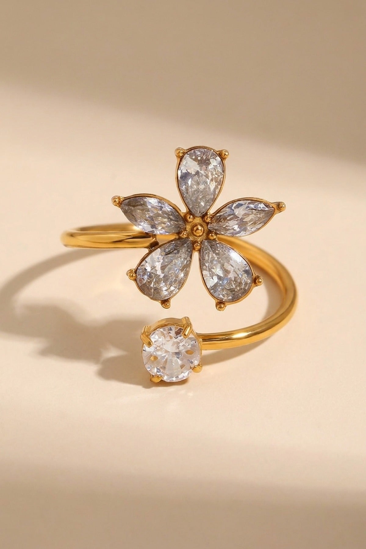 Gold Finlay Gold Tone Crystal Flower Open