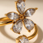 Gold Finlay Gold Tone Crystal Flower Open