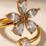 Gold Finlay Gold Tone Crystal Flower Open