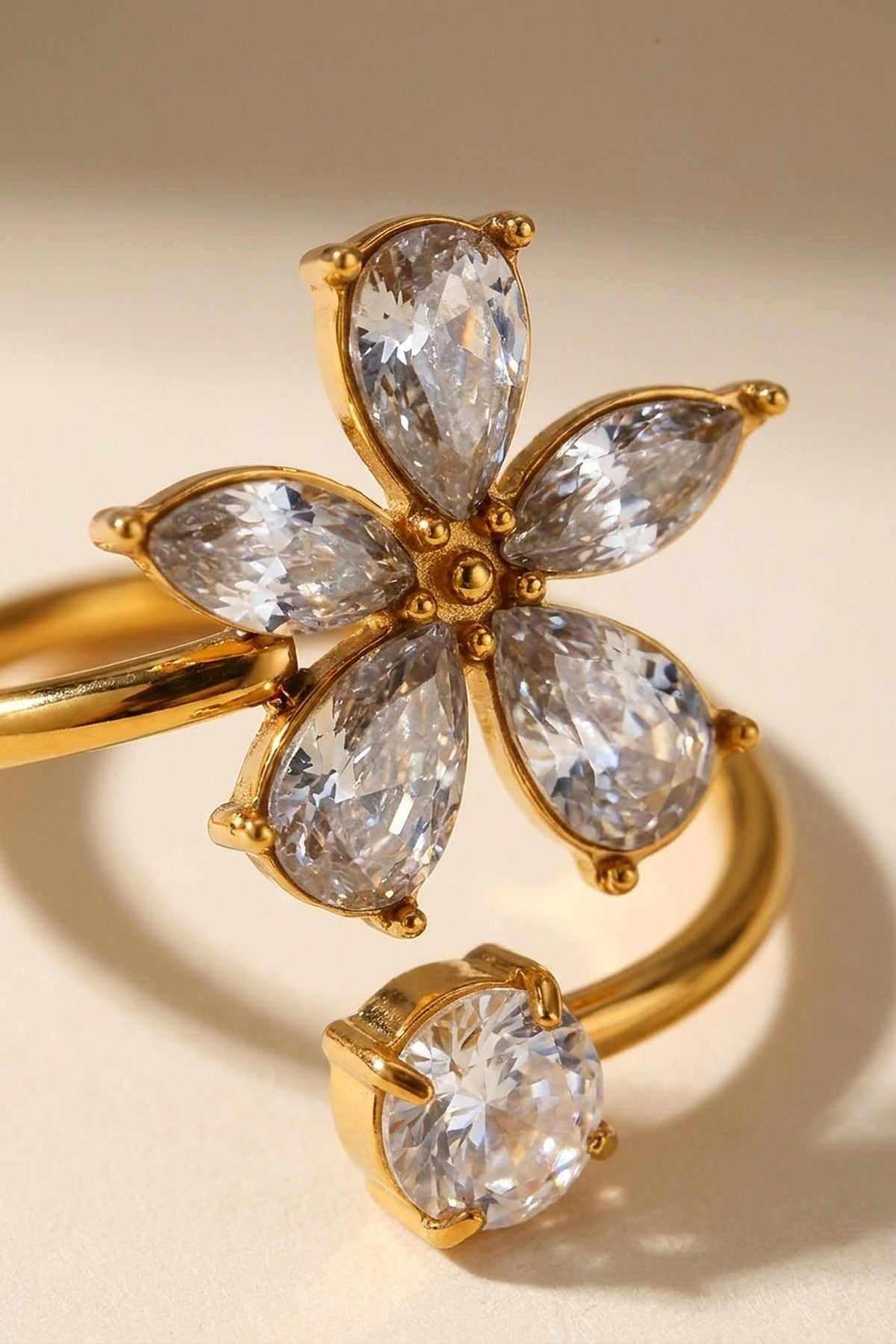 Gold Finlay Gold Tone Crystal Flower Open