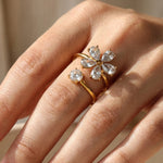 Gold Finlay Gold Tone Crystal Flower Open