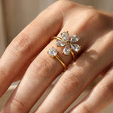 Gold Finlay Gold Tone Crystal Flower Open