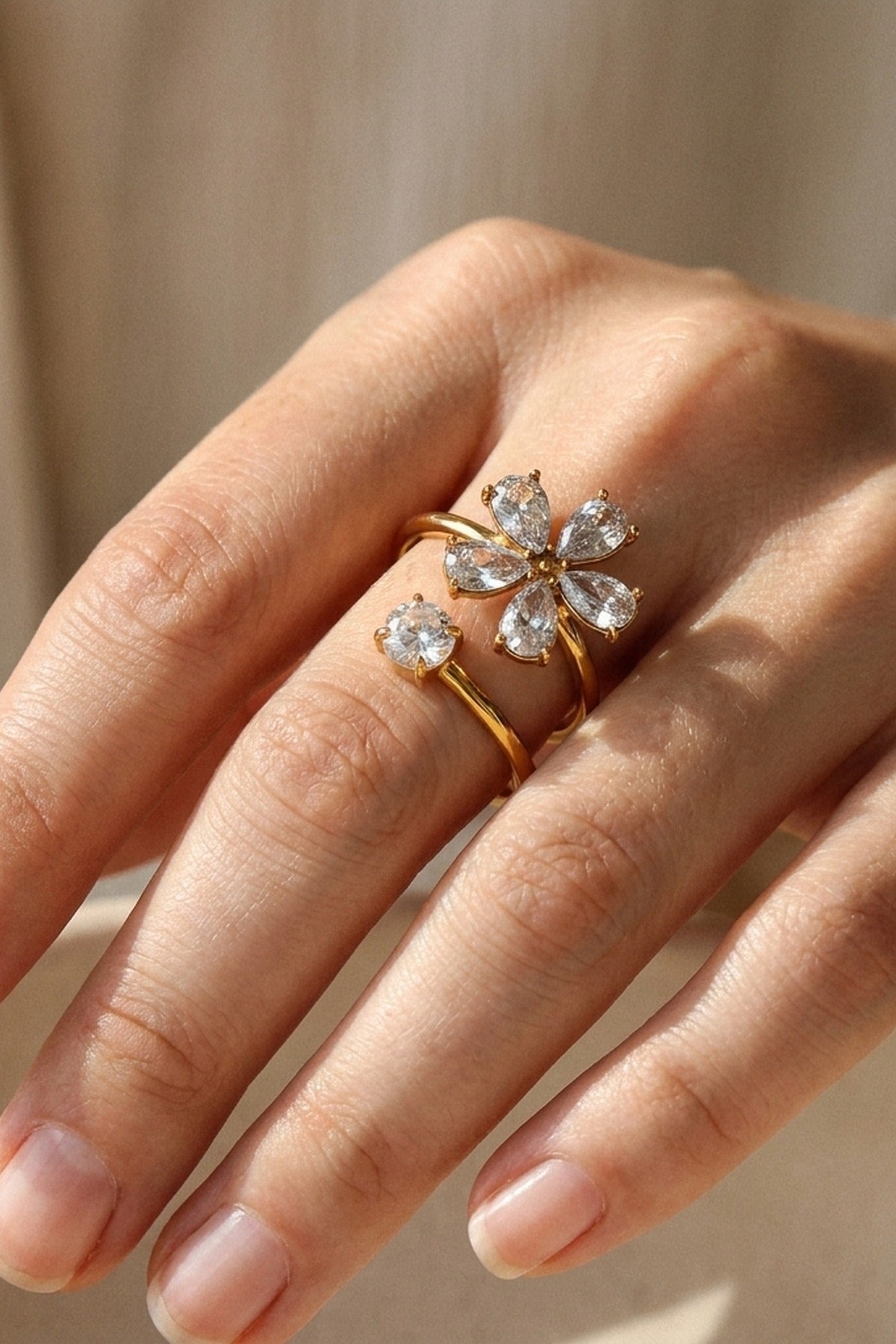 Gold Finlay Gold Tone Crystal Flower Open