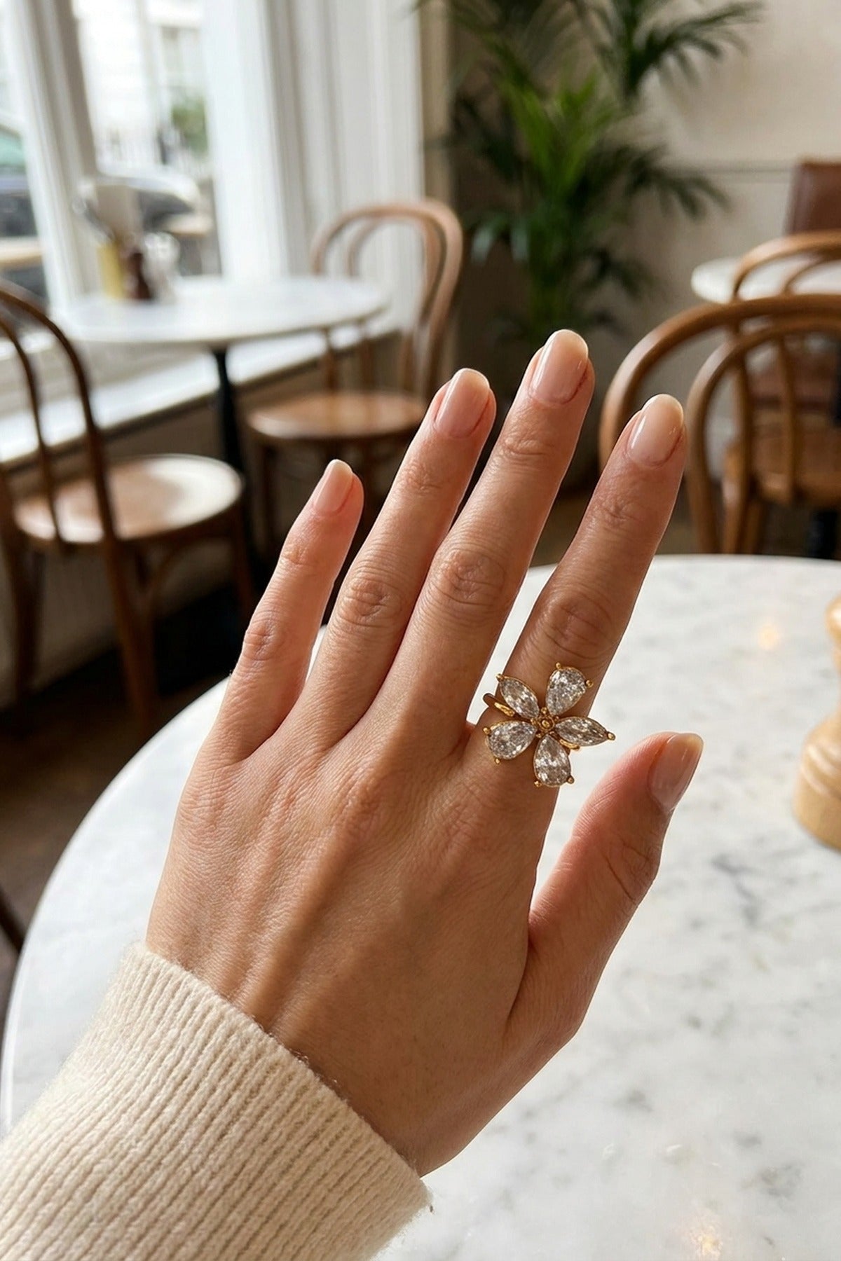 Gold Finlay Gold Tone Crystal Flower Open
