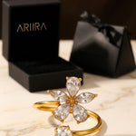Gold Finlay Gold Tone Crystal Flower Open