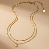 Gold Hara Layered Gold Tone Solitaire Pendant