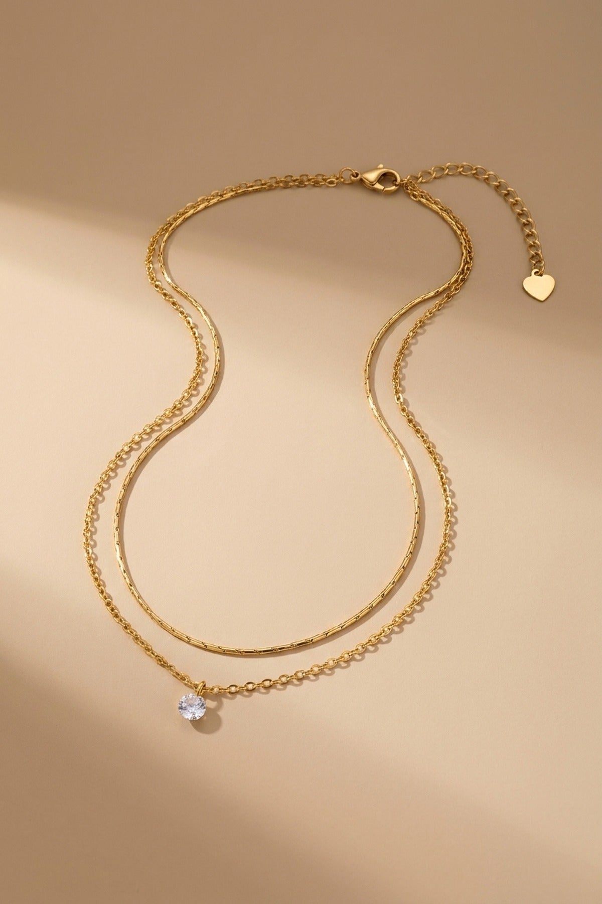 Gold Hara Layered Gold Tone Solitaire Pendant