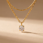 Gold Hara Layered Gold Tone Solitaire Pendant