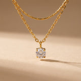 Gold Hara Layered Gold Tone Solitaire Pendant
