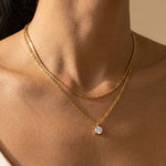 Gold Hara Layered Gold Tone Solitaire Pendant