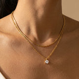 Gold Hara Layered Gold Tone Solitaire Pendant